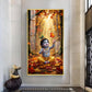 Lord Kanha In Forest Glass Finish Vertical Wall Art