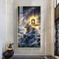 Mahadev With Nandi Glass Finish Vertical Wall Art