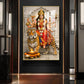 Maa Durga Seated On Tiger Glass Finish Vertical Wall Art