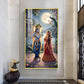 Sri Radha Krishna Glass Finish Vertical Wall Art