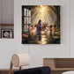 Little Krishna With Sakha Glass Finish Square Wall Art