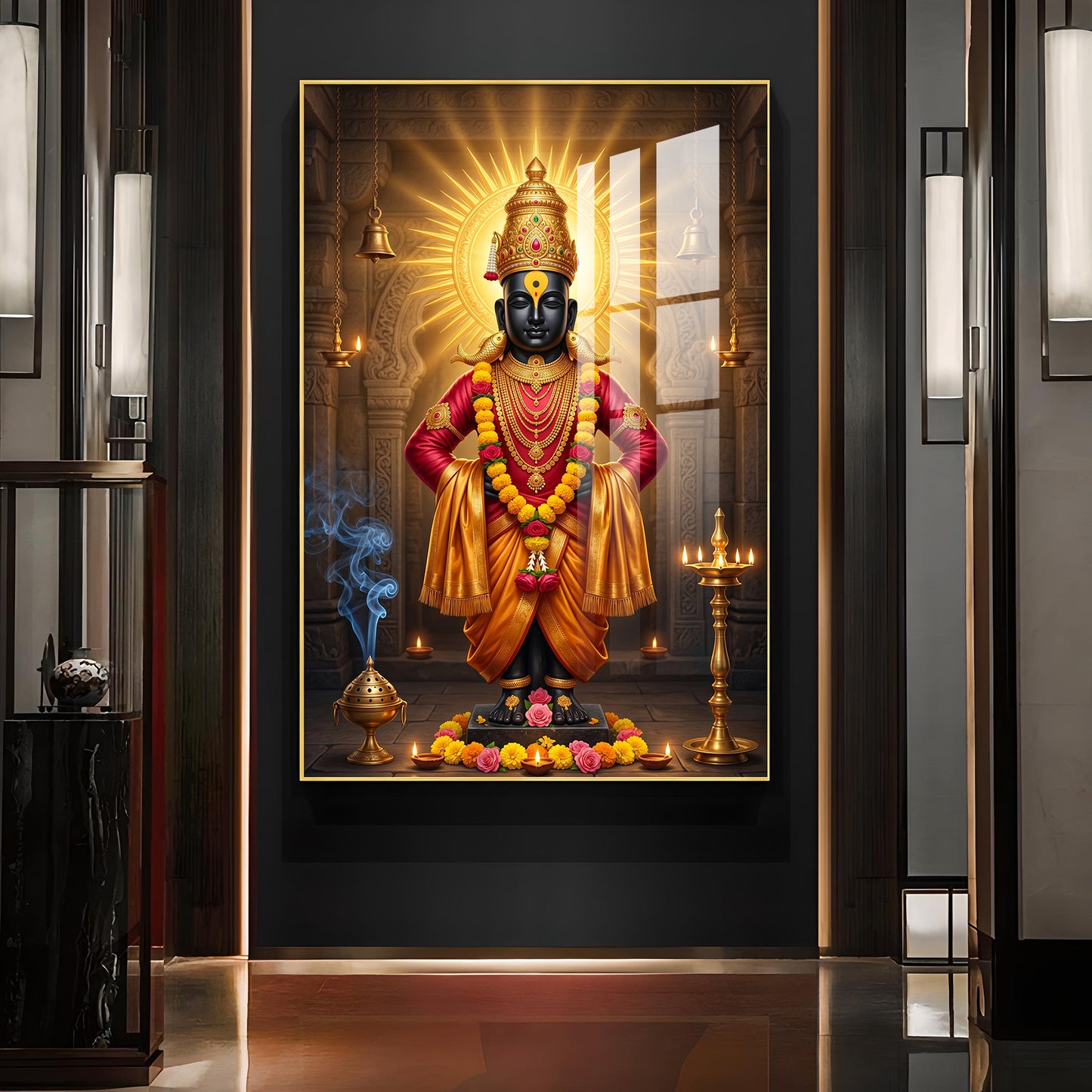 Lord Vithala Glass Finish Vertical Wall Art