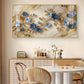 Elegant Blue Flower Glass Finish Horizontal Wall Art