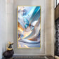 Enchanted Blue Flutter Glass Finish Vertical Wall Art