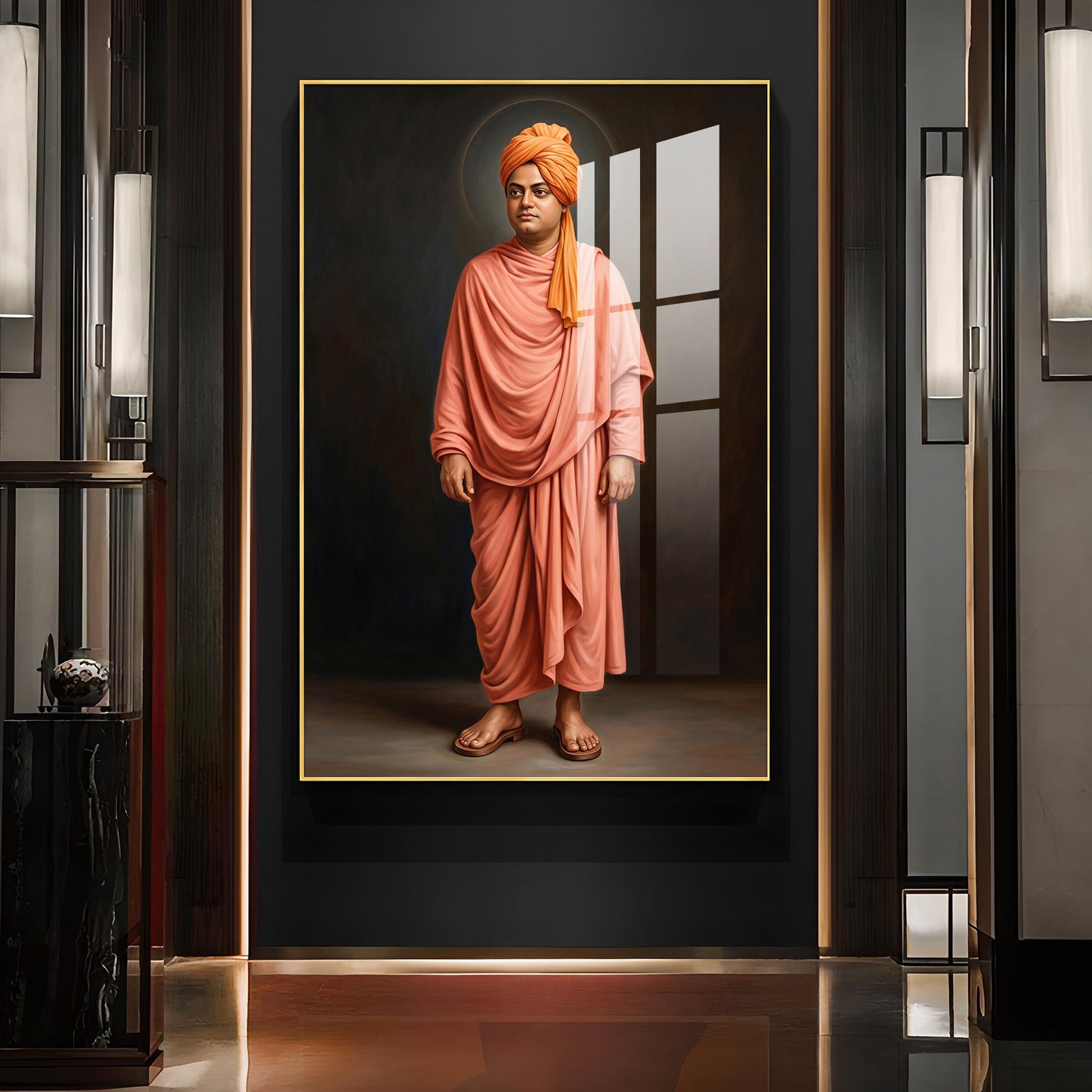 Swami Vivekananda Glass Finish Vertical Wall Art