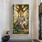 Divine Krishna Ji With Flute Glass Finish Vertical Wall Art