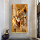 Lioness Cub Cuddling Glass Finish Vertical Wall Art