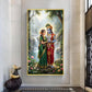 Radha Krishna Divine Aura Glass Finish Vertical Wall Art