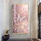 Sparkling Pink Butterfly Glass Finish Vertical Wall Art
