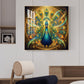 Style Peacock Glass Finish Square Wall Art