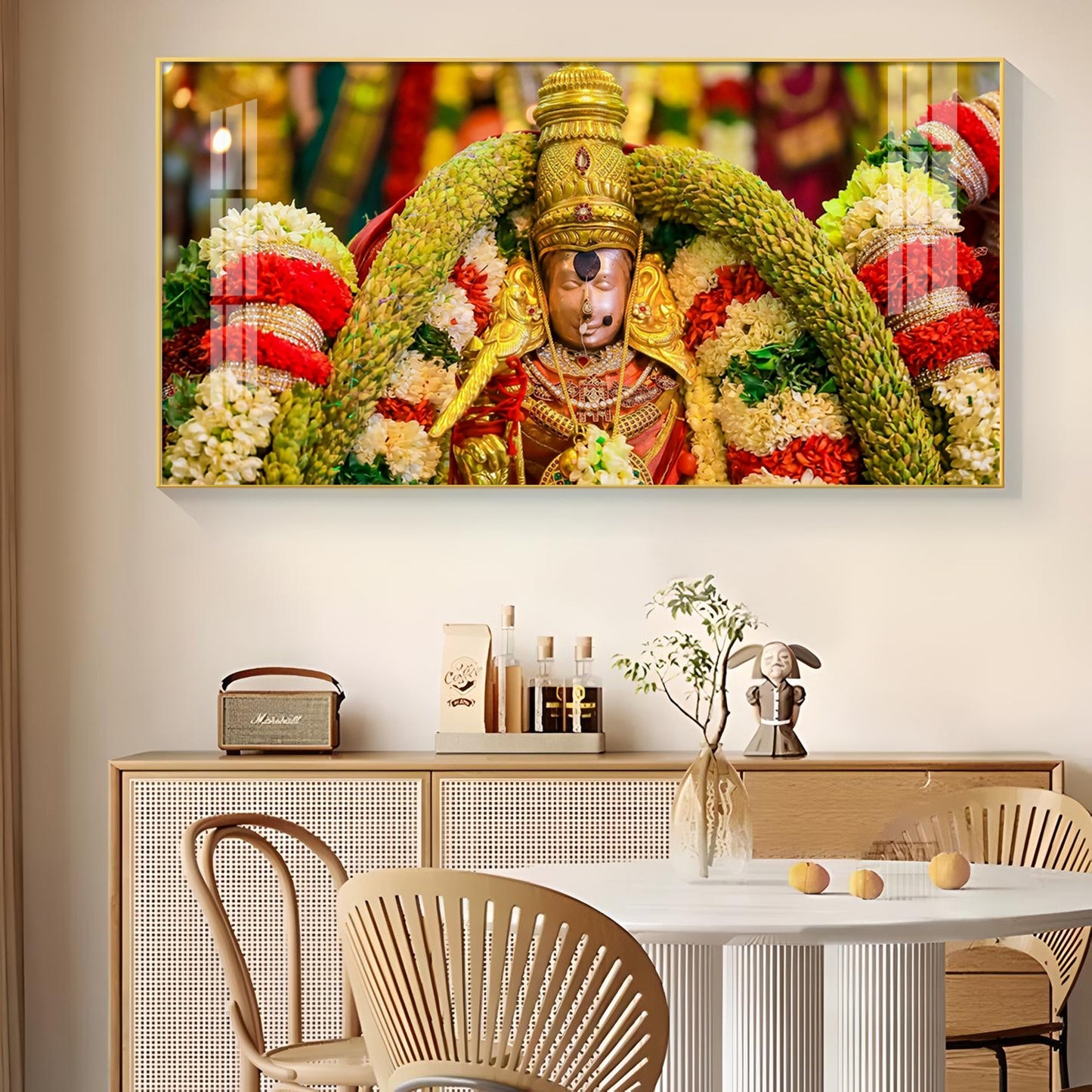 Goddess Meenakshi Amman Glass Finish Horizontal Wall Art