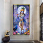 Depicting Lord Krishna Glass Finish Vertical Wall Art