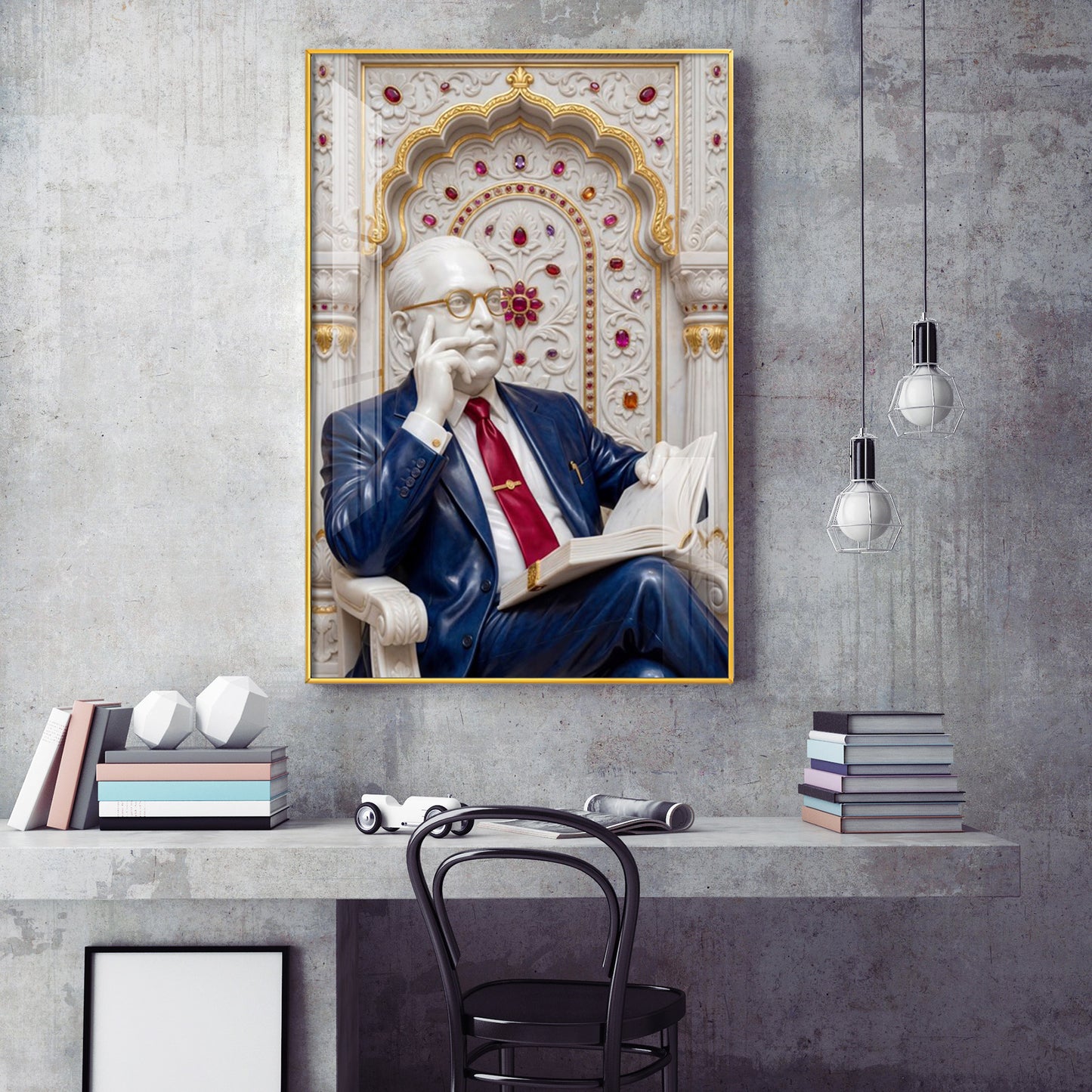 Dr. B.R. Ambedkar Glass Finish Vertical Wall Art