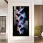 Blue & Pink Glowing Butterflies Glass Finish Vertical Wall Art