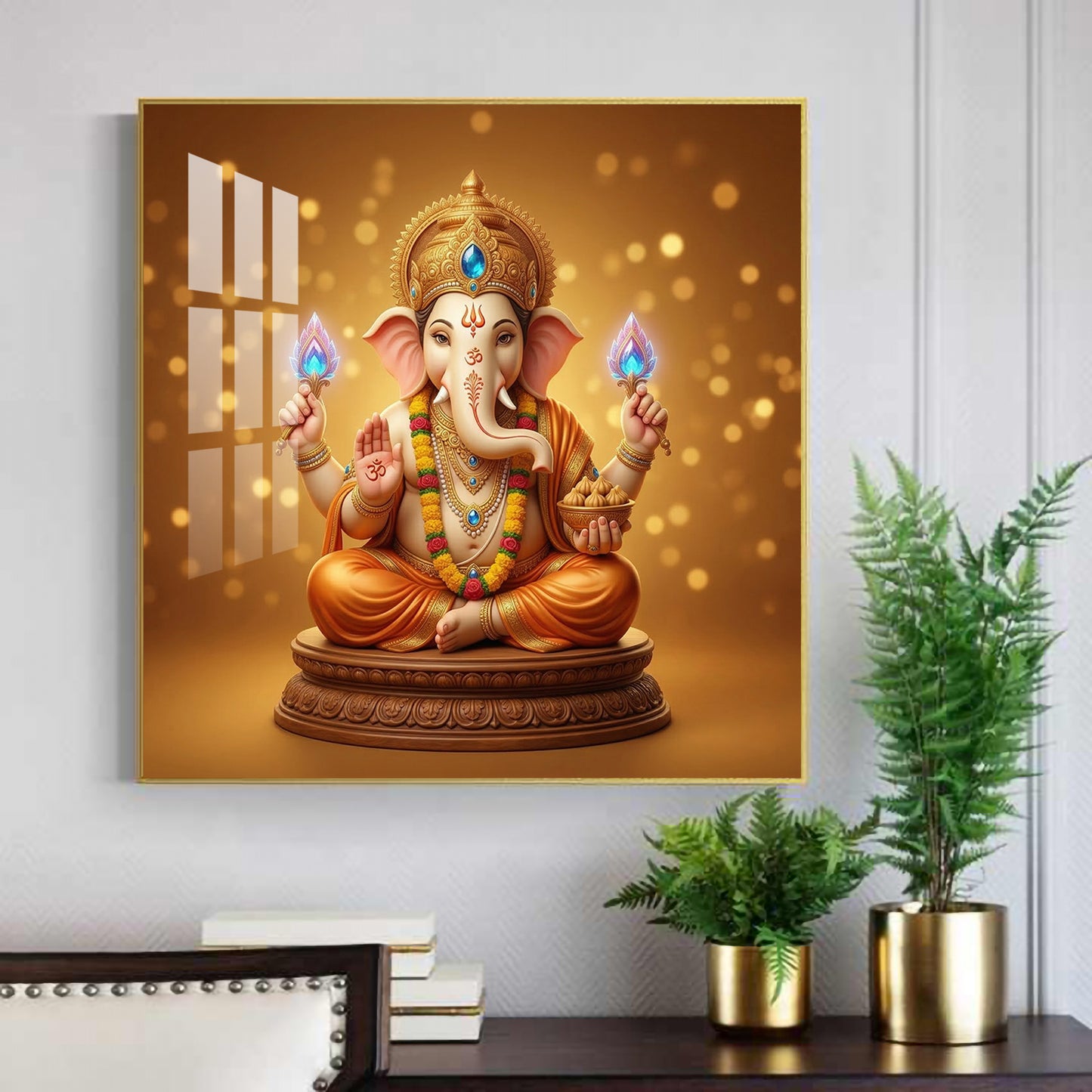 Divine Shree Ganesha ji Glass Finish Square Wall Art