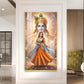 Radha With Shri Krishna Glass Finish Vertical Wall Art