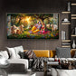 Radha and Krishna In Serene Forest Glass Finish Horizontal Wall Art