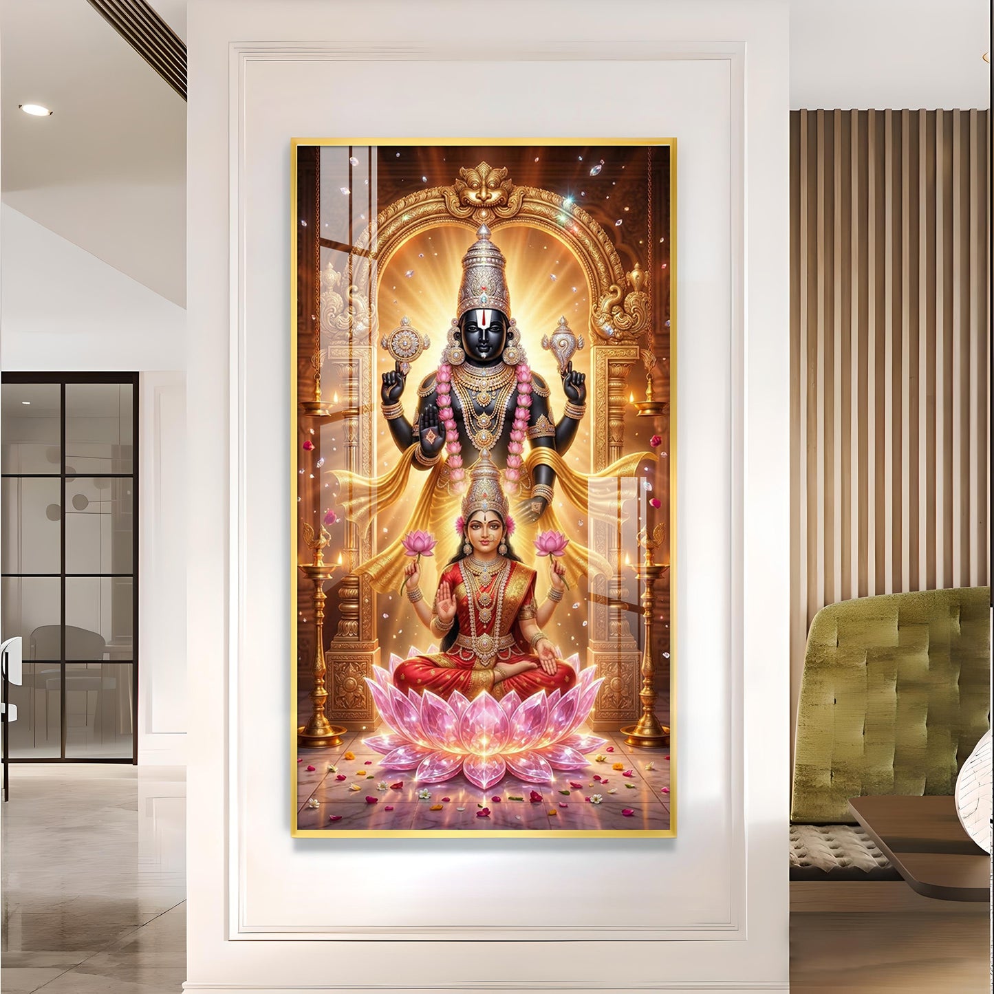 Lord Tirupati Balaji Glass Finish Vertical Wall Art