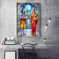 Annapurna Devi Offering Food To Lord Shiva Glass Finish Vertical Wall Art