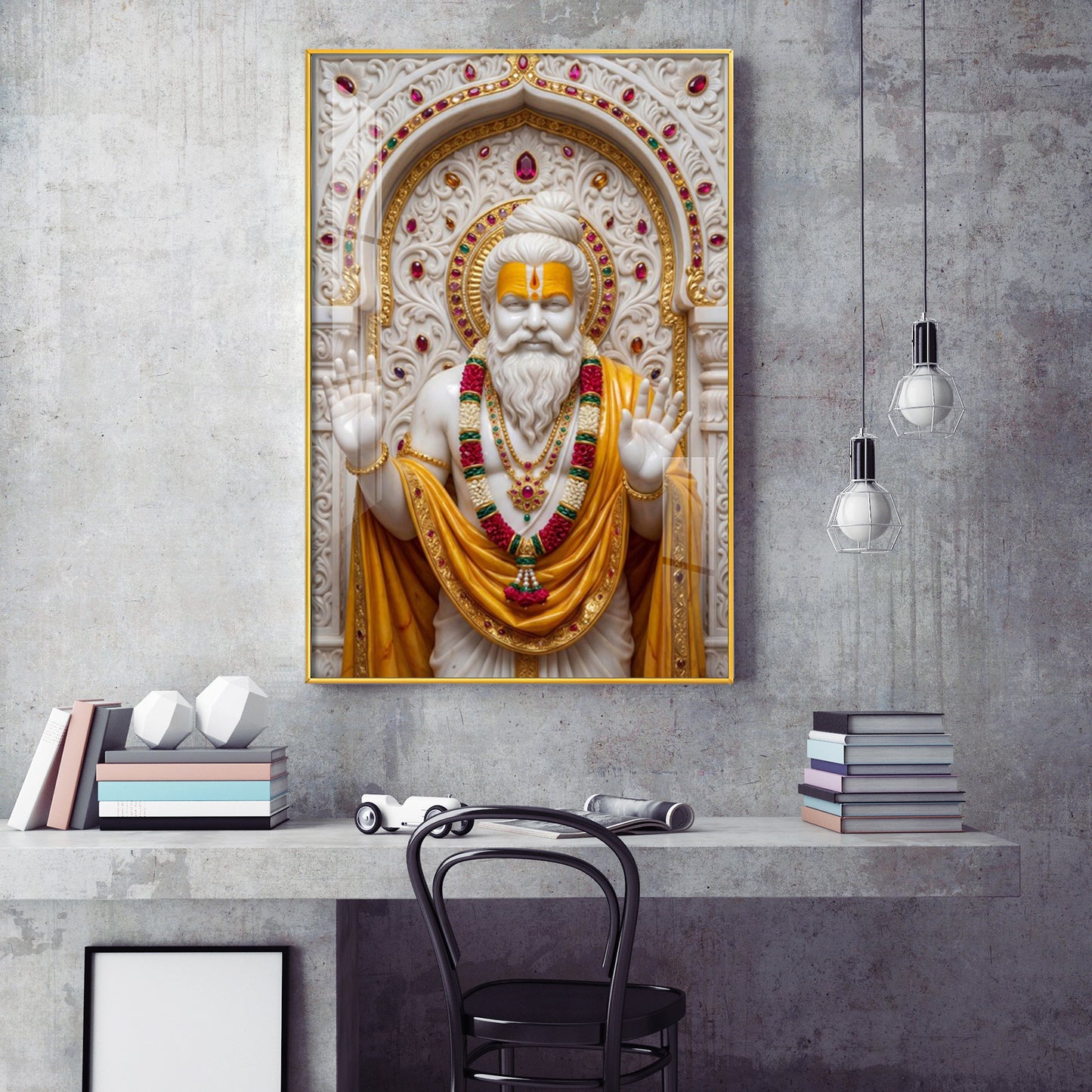 Premanand Maharaj Ji Glass Finish Vertical Wall Art