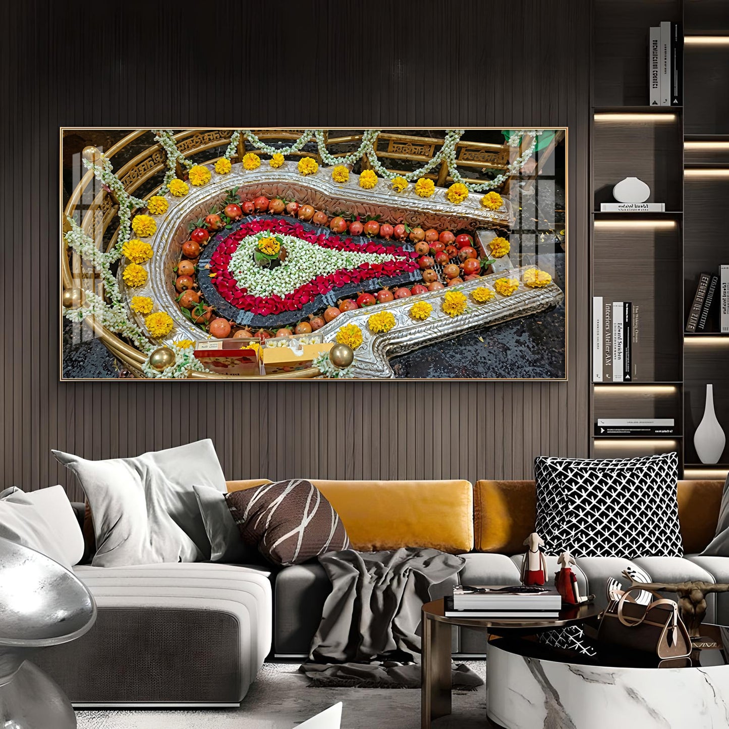 Bhimashankar Jyotirlinga Glass Finish Horizontal Wall Art