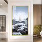 Dazzling Pearl Peacock Glass Finish Vertical Wall Art