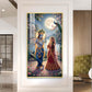 Sri Radha Krishna Glass Finish Vertical Wall Art