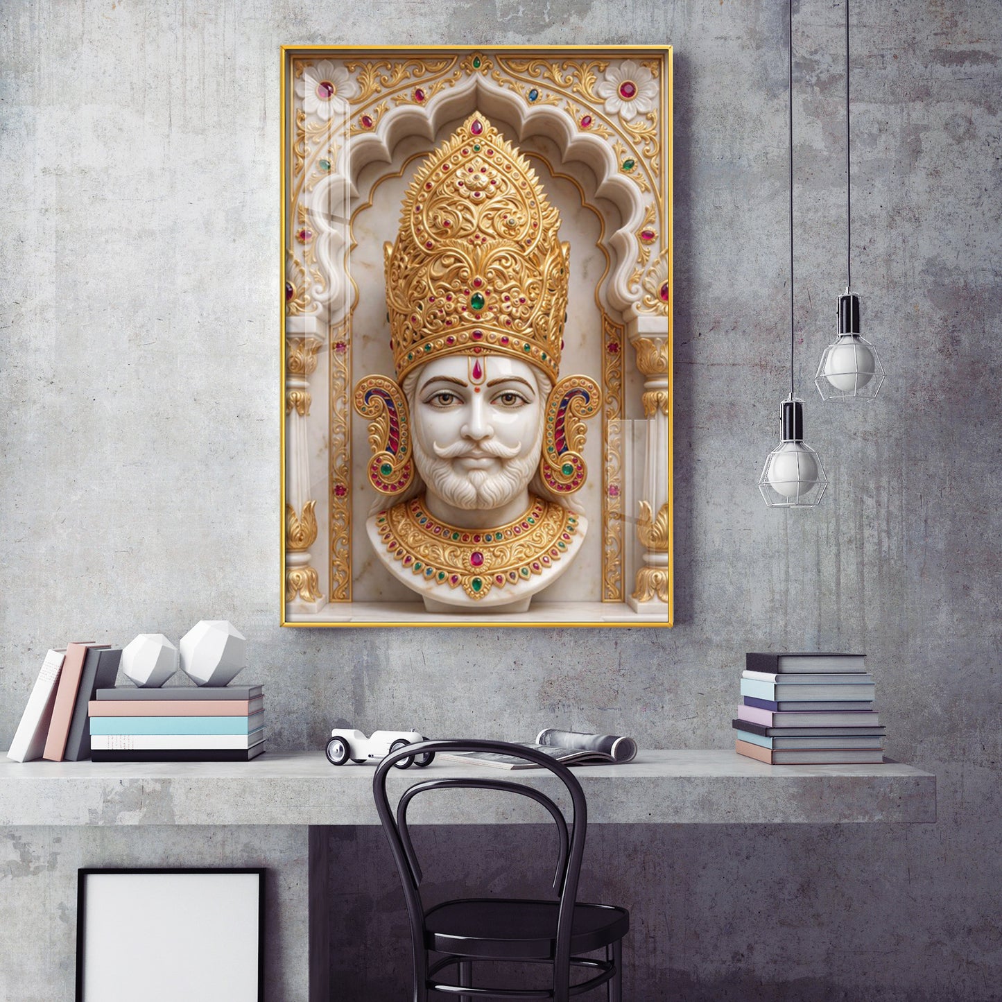 Divine Shyam Baba Glass Finish Vertical Wall Art