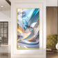 Enchanted Blue Flutter Glass Finish Vertical Wall Art