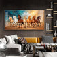 Running Horses Brown & White Glass Finish Horizontal Wall Art
