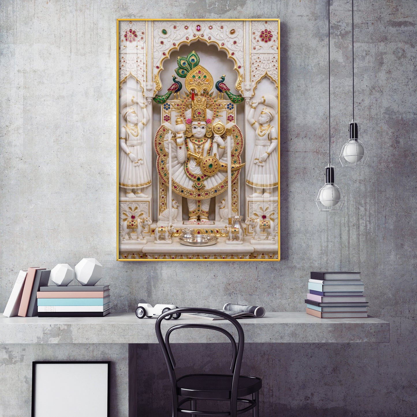 Shri Ranchor Raiji Glass Finish Vertical Wall Art