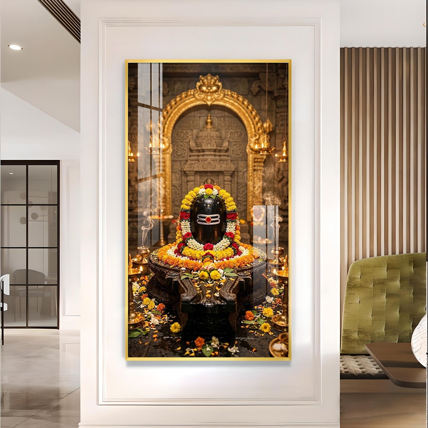Shivling Mahakaleshwar Glass Finish Vertical Wall Art
