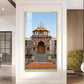 Badrinath Temple Glass Finish Vertical Wall Art