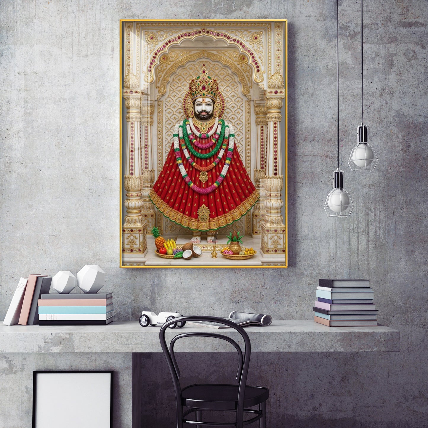Khatu Naresh Shyam Baba Glass Finish Vertical Wall Art