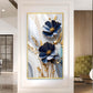 Blue Petal Luxe Flower Glass Finish Vertical Wall Art