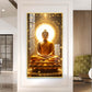 Meditating Gautam Buddha Glass Finish Vertical Wall Art