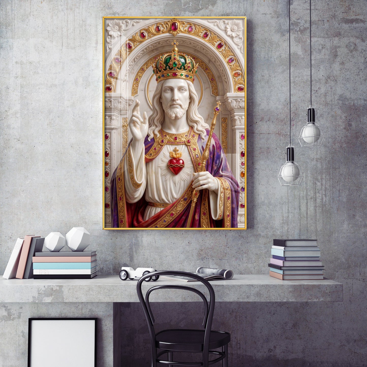 Christ The King Glass Finish Vertical Wall Art
