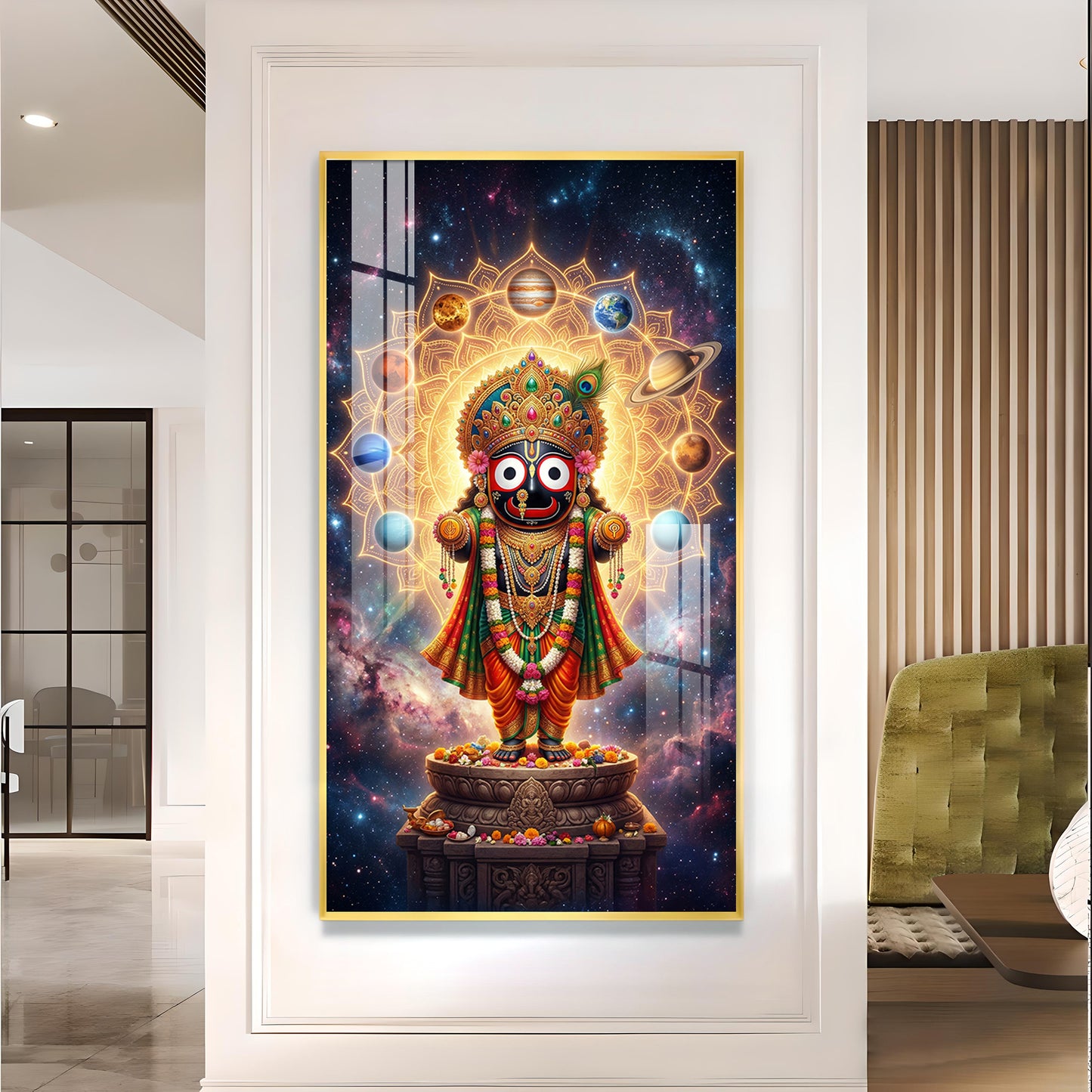 Lord Jagannath Prabhu Glass Finish Vertical Wall Art
