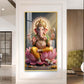 Lord Ganesh Ji Glass Finish Vertical Wall Art