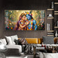 Radha Krishna Eternal Love & Devotion Glass Finish Horizontal Wall Art