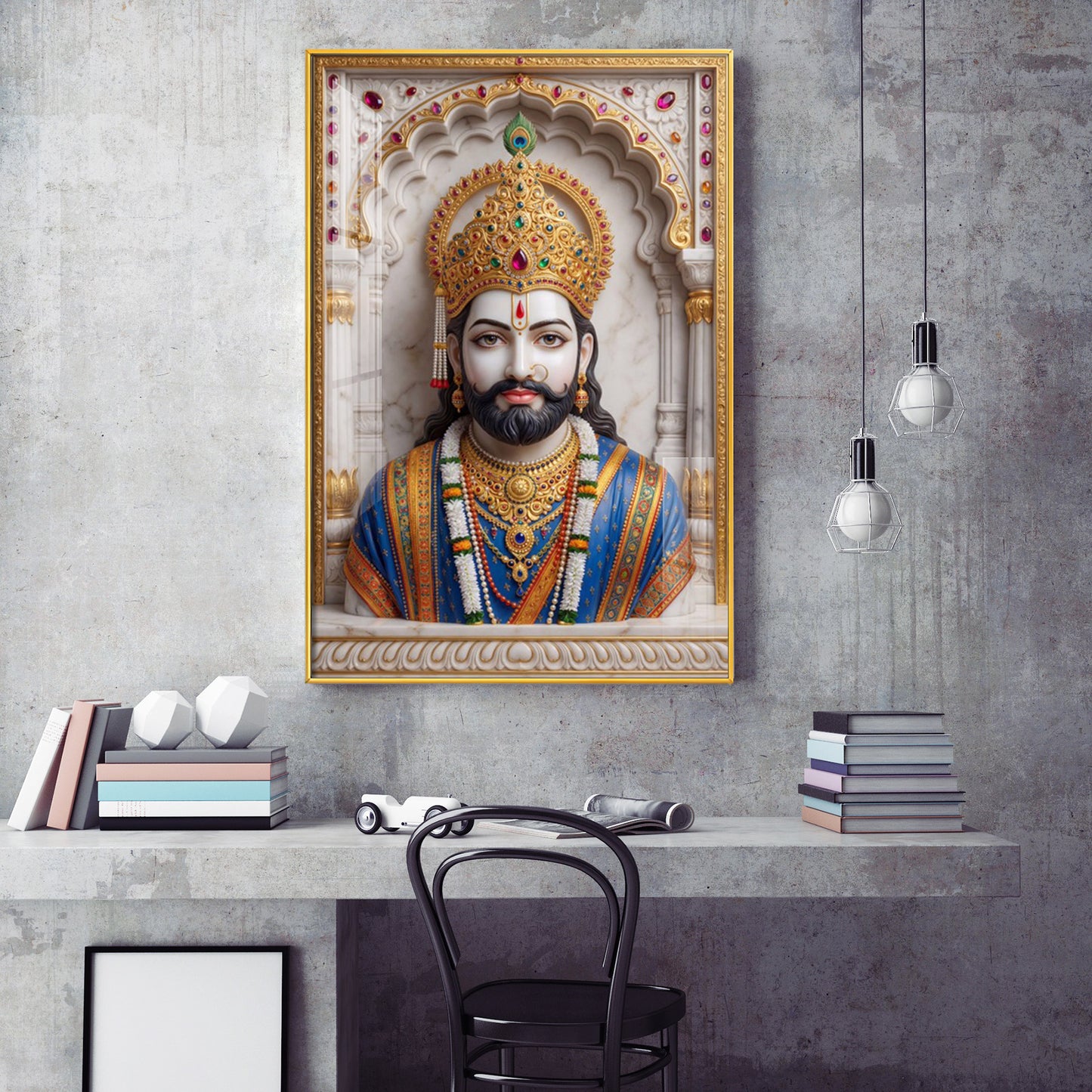 Khatushyam Baba Glass Finish Vertical Wall Art