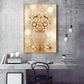 Golden Flowers With Vase Glass Finish Vertical Wall Art