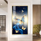 Azure Butterfly Dance Glass Finish Vertical Wall Art