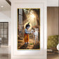 LIttle Krishna With Calf Glass Finish Vertical Wall Art