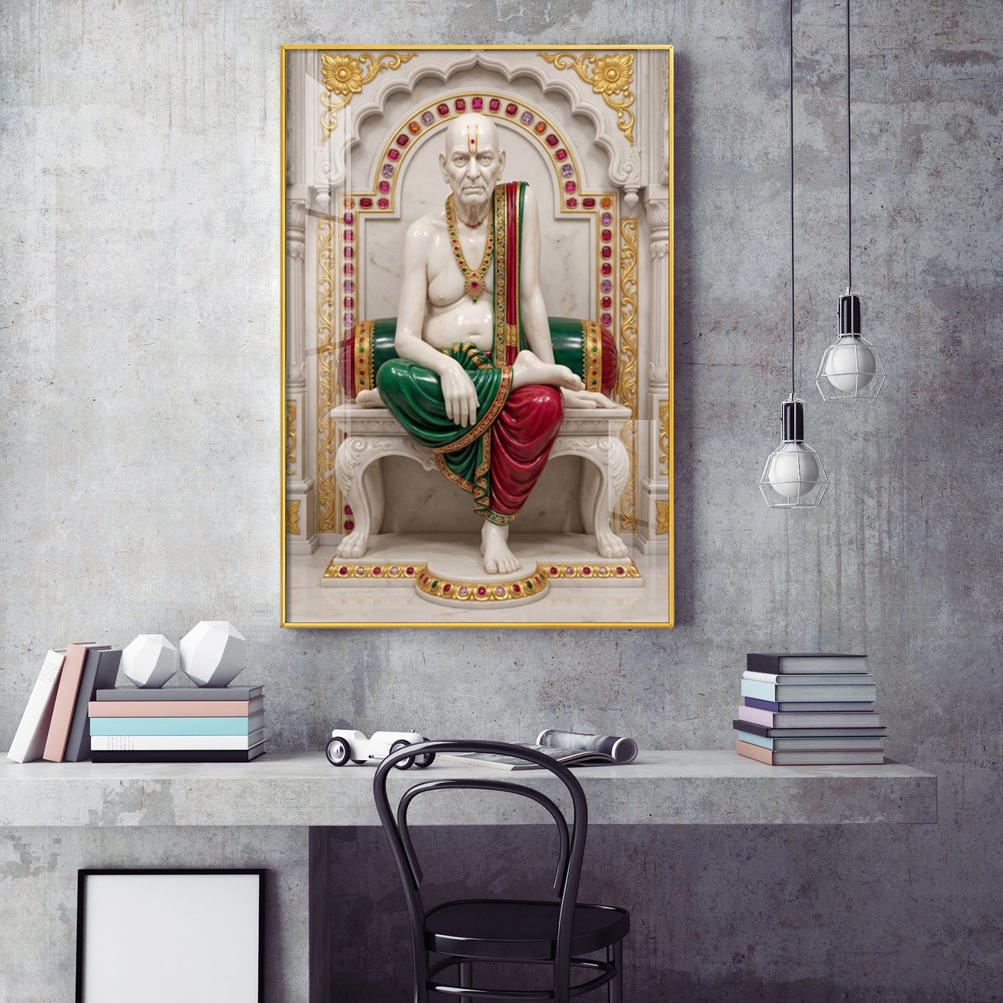 Jai Swami Samarth Glass Finish Vertical Wall Art