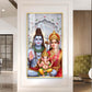 Hindu Deity Family Glass Finish Vertical Wall Art