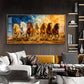 Seven Running Horses Glass Finish Horizontal Wall Art