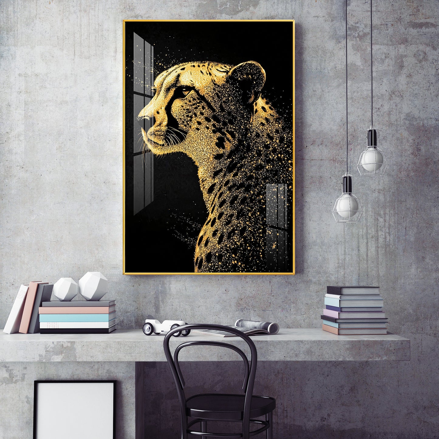 Leopard Glass Finish Vertical Wall Art