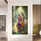 Radha Rani With Krishna Glass Finish Vertical Wall Art