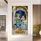 Radha & Krishna Masterpiece Glass Finish Vertical Wall Art
